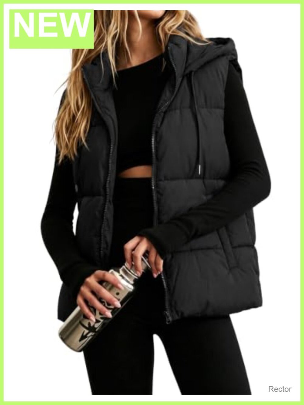 Womens Puffer Vest Sleeveless Quilted Zip Hooded Winter Coat